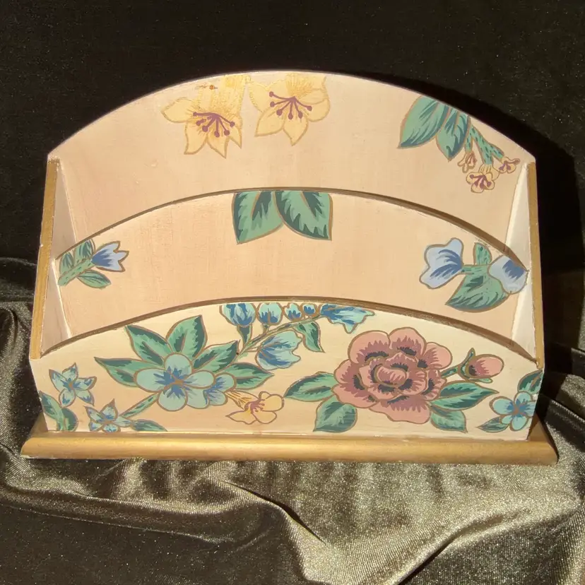 Hand painted wooden letter holder