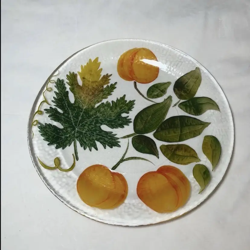 Clear Glass Hand-Painted Fruit Plate Decorative Serving Dish 13”