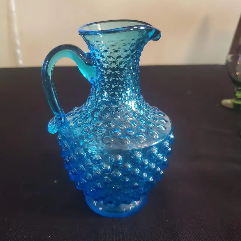 Darling Mid century Modern  Kanawha Bright Blue Hobnail Cruet.