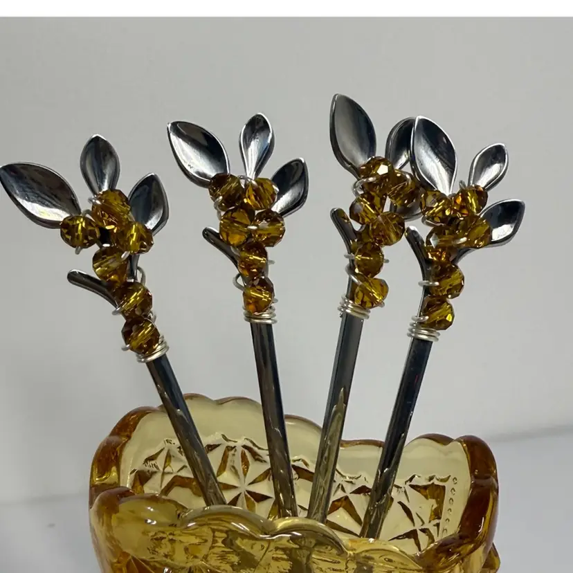 Set Of Spoons: Amber Beads