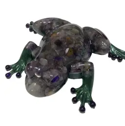 Purple And Green Handmade Resin Frog Figurine