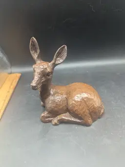 Red Mill Vintage Deer Doe Figurine Handcrafted Pecan Shells Resin USA 5” Tall