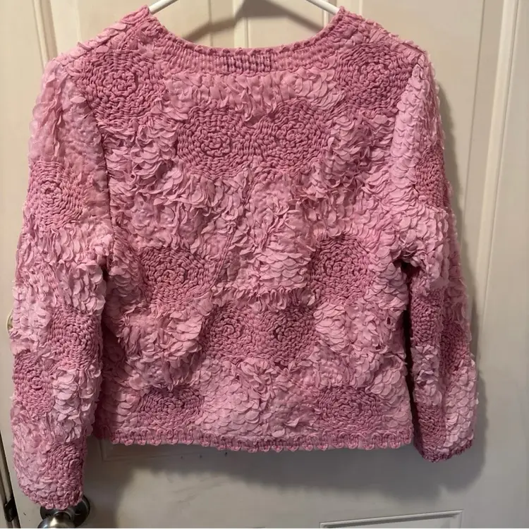 Once 1 Again Pink Textured Blazer Crop Jacket Rose Floral  Sz Small RARE