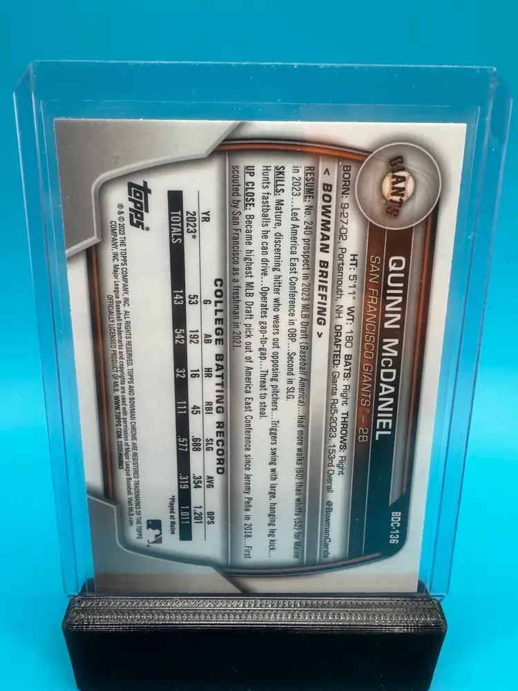 Quinn McDaniel 1st Bowman Chrome Sky Blue Refractor San Francisco Giants