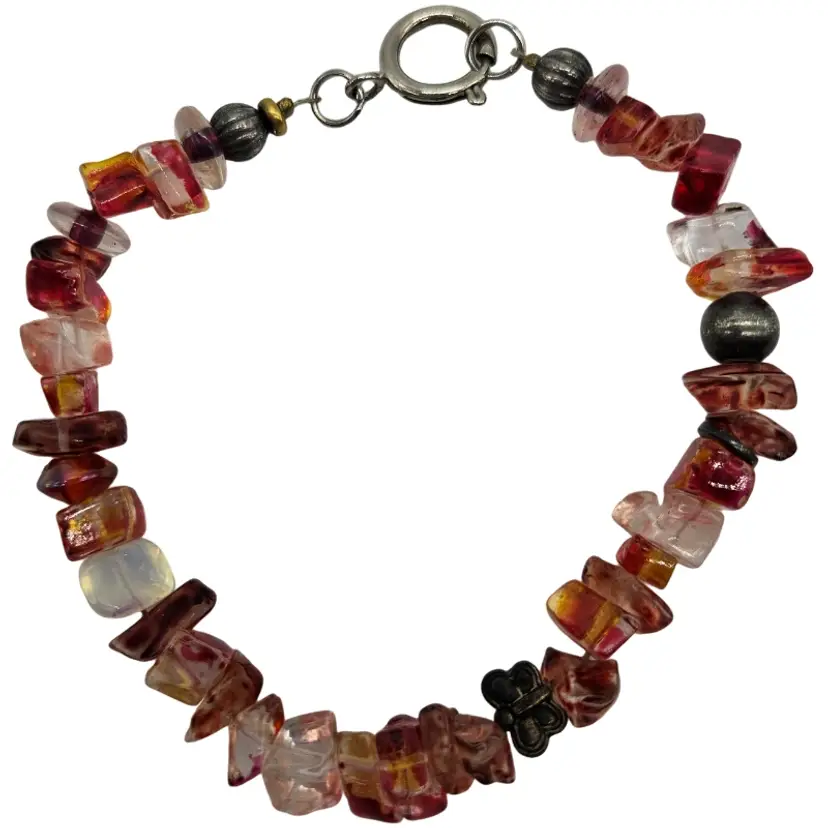 Elegant Red and Clear Glass Beaded Bracelet