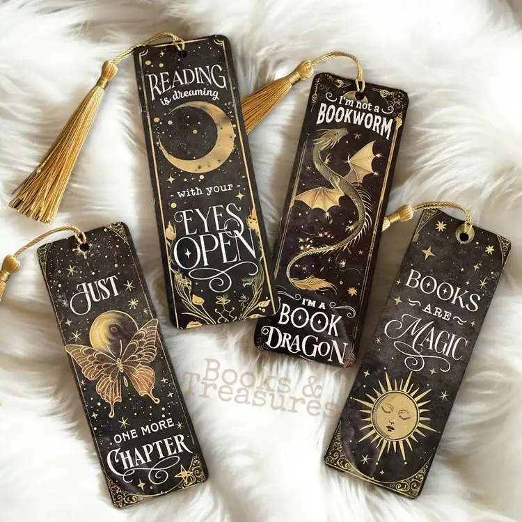 Elegant Bookish Metal Bookmarks Gift Set of 4 Handmade