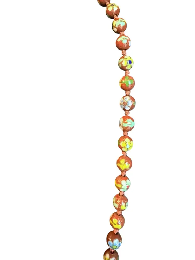 Cloisonné Rust Brown Beaded Necklace