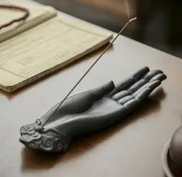 Elegant Porcelain Hand Incense Burner Ash Catcher 10.5"