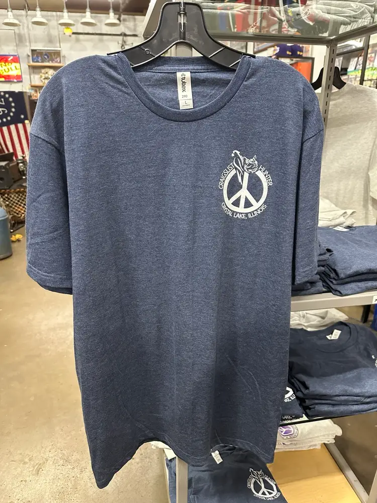 Craigslist Hunter, Classic Navy Blue T-Shirt, Small Honey And Ruby Chest Logo