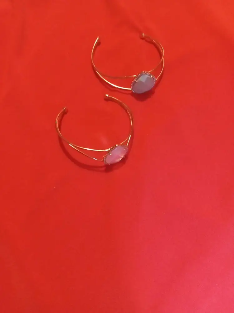 Bracelet Set Beautiful New Costume Cuffs With Light Pink & Sky Blue Center