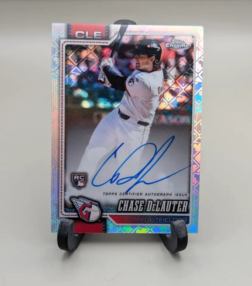 Chase Delauter 2026 Topps Chrome Logofractor Rookie Autographs #RA-CD - Cleveland Guardians - (148-135)