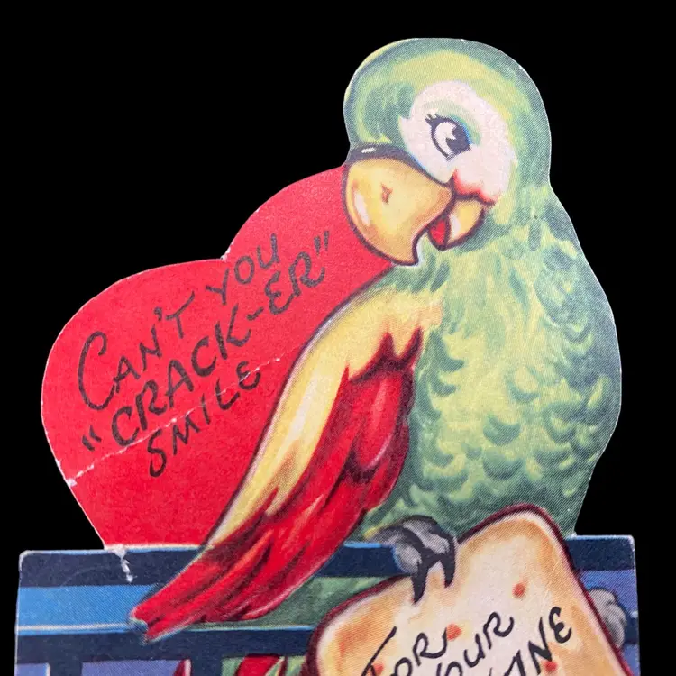 Vintage Valentine Die Cut Parrot