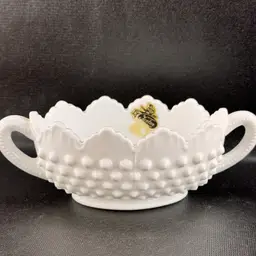 Vintage Fenton Hobnail Milk Glass Nut Bowl Candy Dish