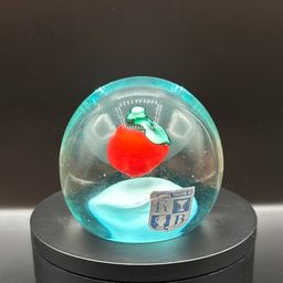 Murano Surreal Floating Apple On Cloud And Lake Art Glass Paperweight 3 1/4 Stickered Pristine