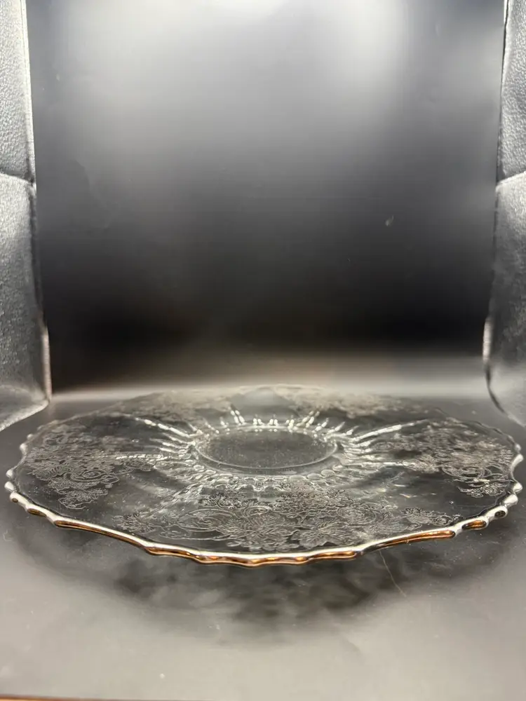 New Martinsville Glass Vintage Sterling Silver Edge And Inlay