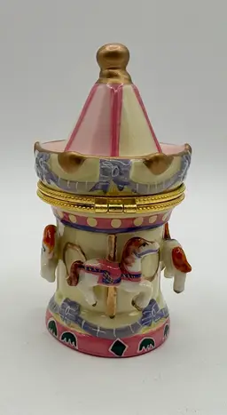 Vintage Horse Carousel Merry Go Round Fair Hinged Trinket Box with trinket