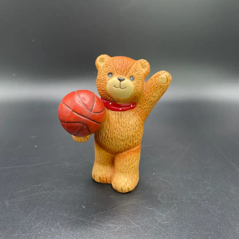 Enesco Lucy & Me Bear with Basketball Ceramic Anthropomorphic Vintage Figurine