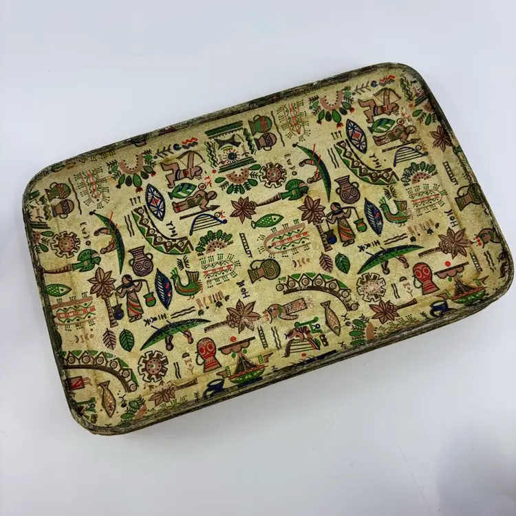 Alfred E. Knobler 1950s Set Of 4 Egyptian Revival Cocktail Servings Trays 8x5.25