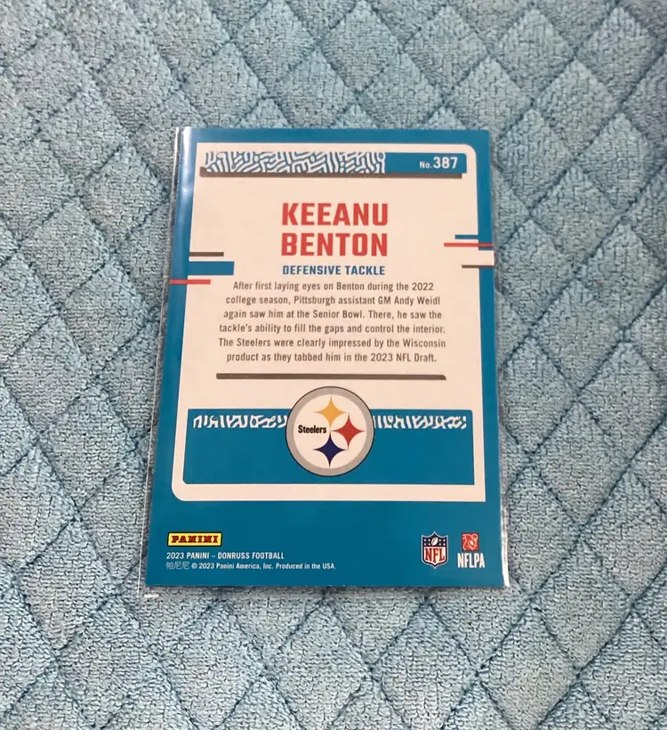 2023 Panini Donruss Blue Press Proof Keeanu Benton Rated Rookie #387 LA RAMS 