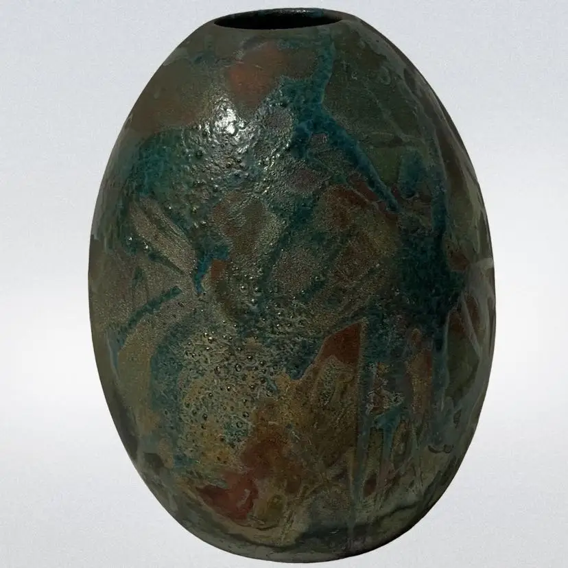 Incredible EARLY 1990 SIGNED William K. Turner Studios Copper Glaze RAKU Vase