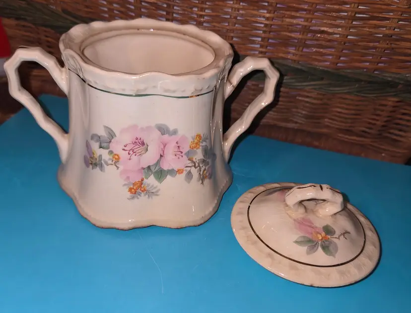 Mid-Century Crooksville "Apple Blossom" Sugar Bowl