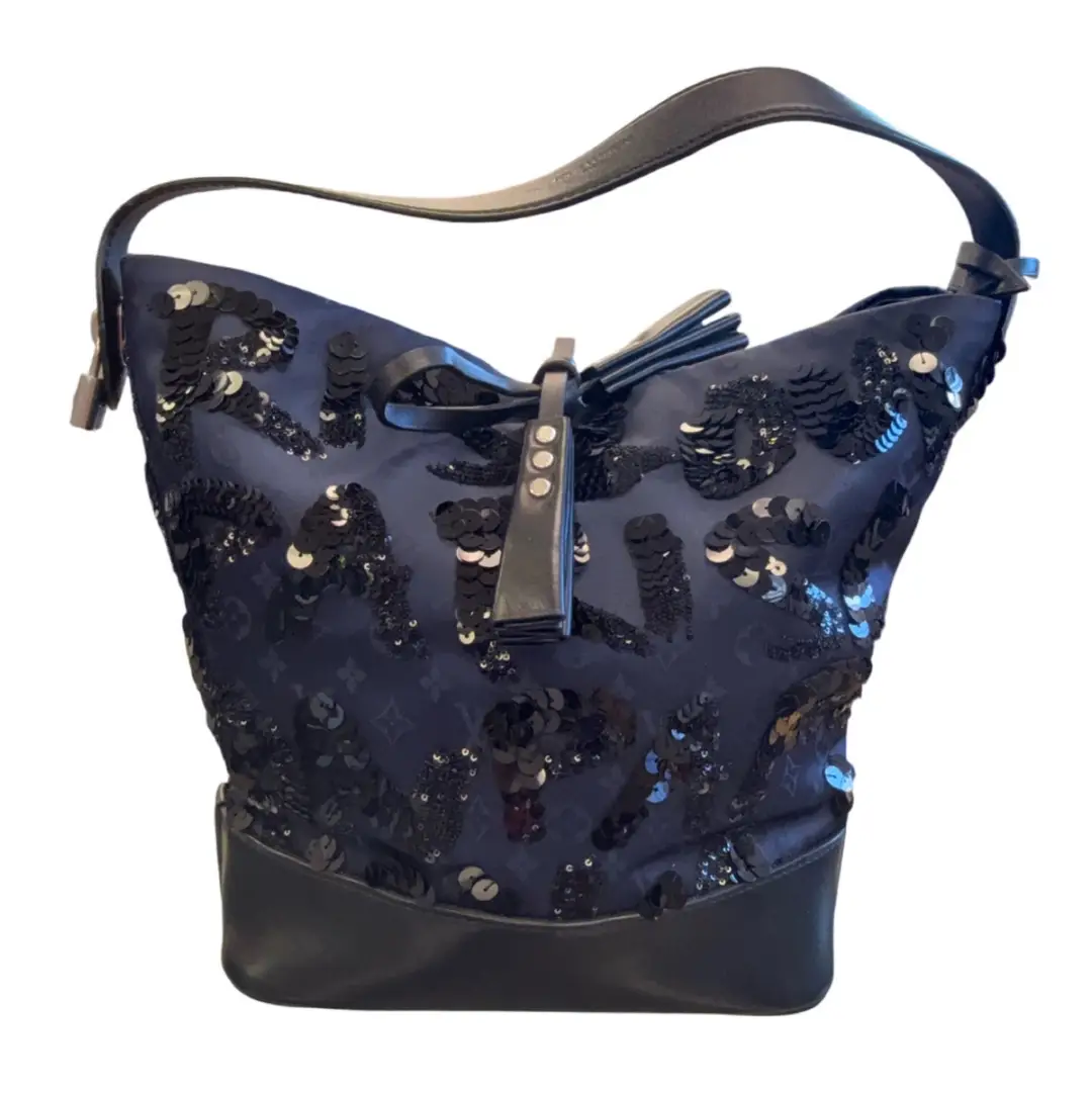 Louis Vuitton Navy Satin Mono Sequin NN14 Spotlight Bucket Bag