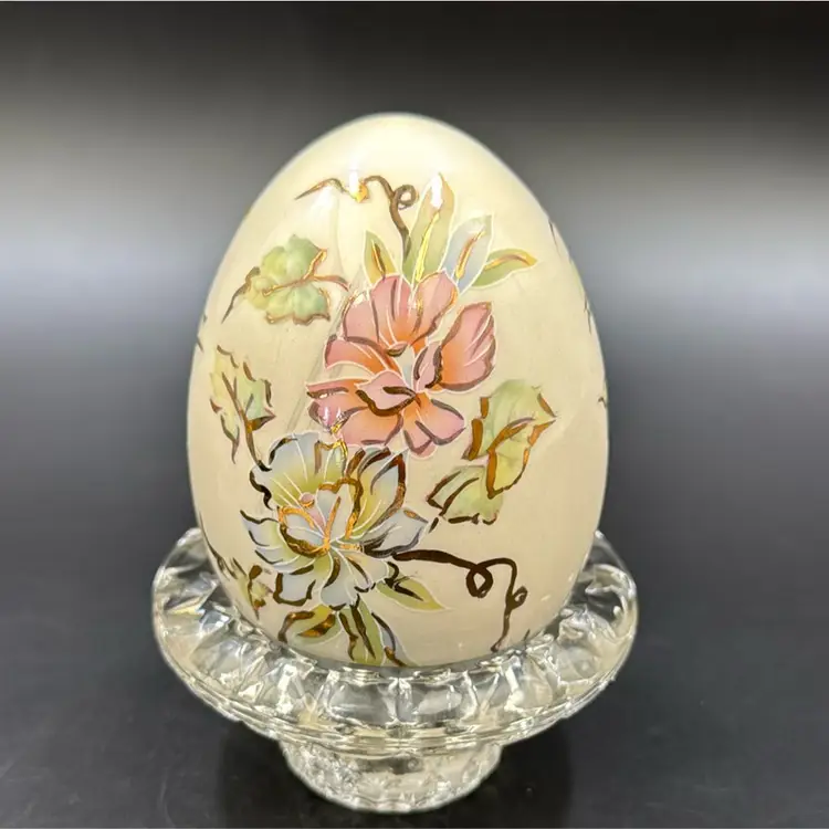 #01 Vintage Hand Painted Floral design Egg