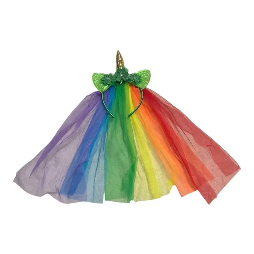 Claire's St. Patrick’s Day Rainbow Veil Unicorn Headband