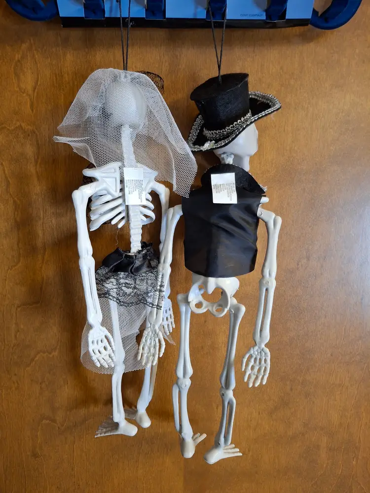 Mr & Mrs. Bride and Groom Skeletons 13" Halloween Prop Hanging Decor