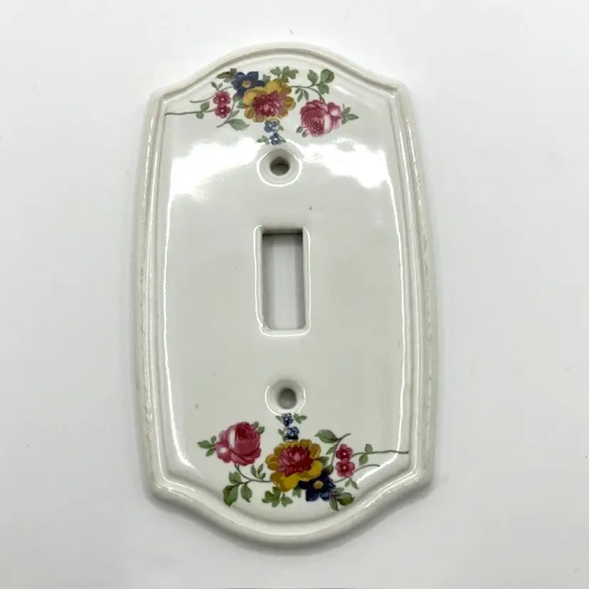 Ceramic Light Switch Cover with Floral Design