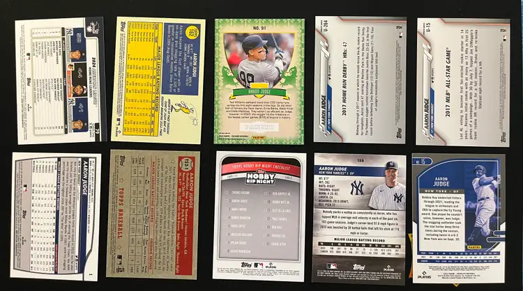 Aaron Judge Lot of 10 Base and Insert Cards