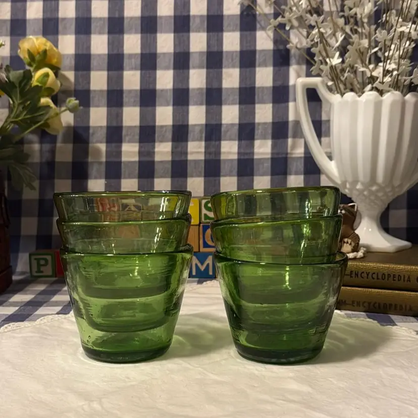 Set of 6 Hand-Blown Recycled Mexican Glasses