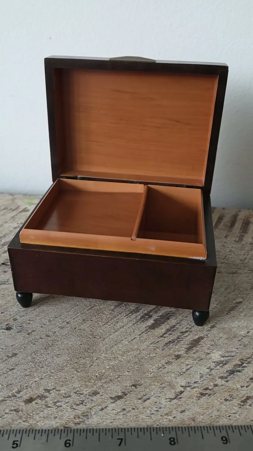 Vintage Inlaid Wood Music Trinket Box