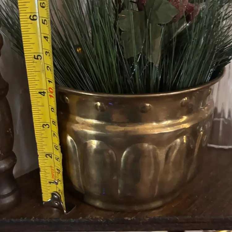 Vintage Hammered Brass Planter Pot