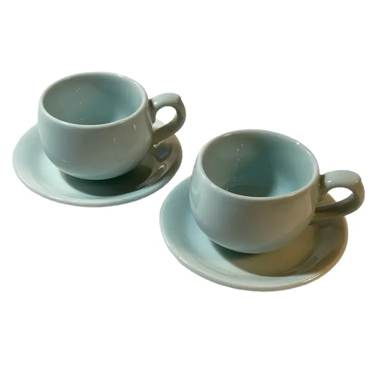 Vintage Celadon Light Blue Tea Cup and Saucer Set