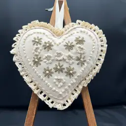 Made By Me Embroidered And Hand Sewn Heart Sachet Lavender 4.5x5”
