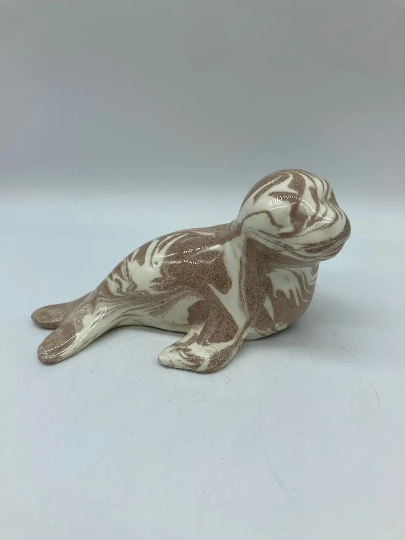 St Helens Ash Ware Ceramic Seal Figurine Vintage Signed 5"