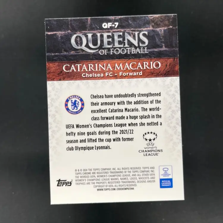 Catarina Macario 2023/24 Topps Chrome UEFA Women Queens Of Football Soccer Card