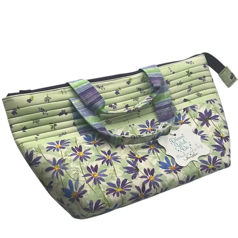 Handmade Floral Fabric Purse Bag 10” x 6”