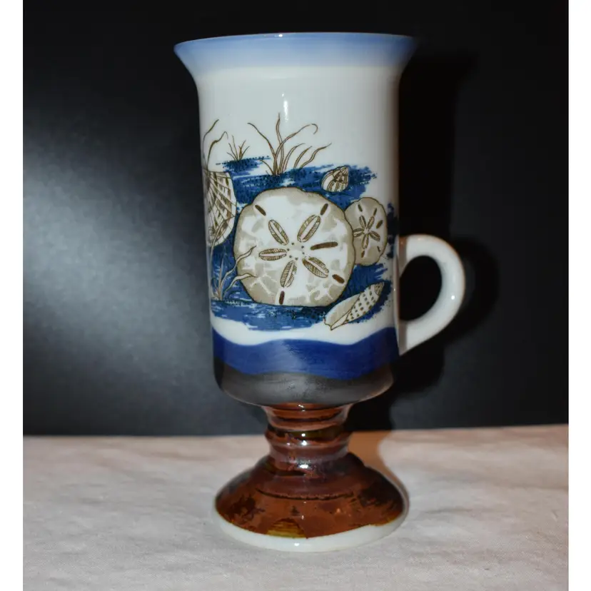 Vintage Otagiri Irish Coffee Mug Seascape Pedestal Base