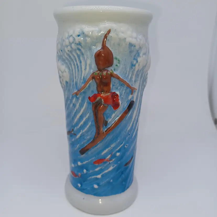 Trader Dick's Topless Surfer Girl Ceramic Tiki Mug John Ascuaga's Nugget Reno Vintage