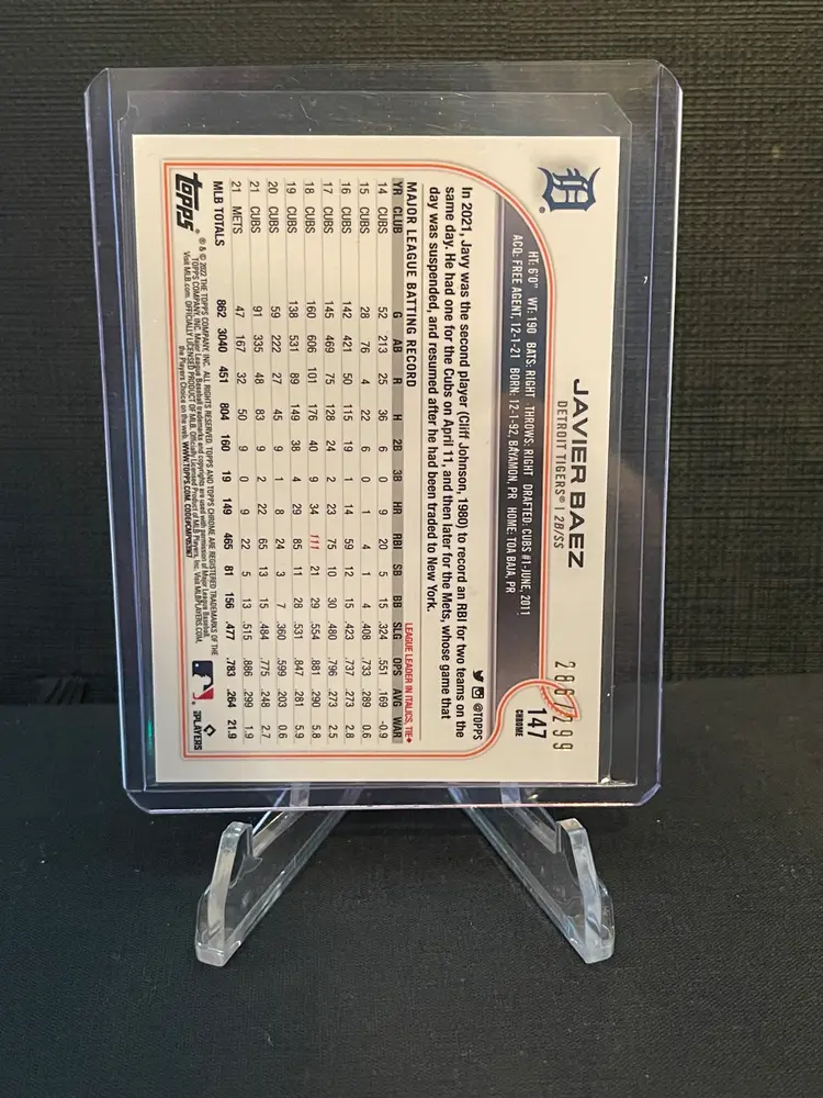 Javier Baez /299 2022 Topps chrome Detroit Tigers