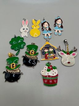 Assortment Of Enamel Holiday Pendants