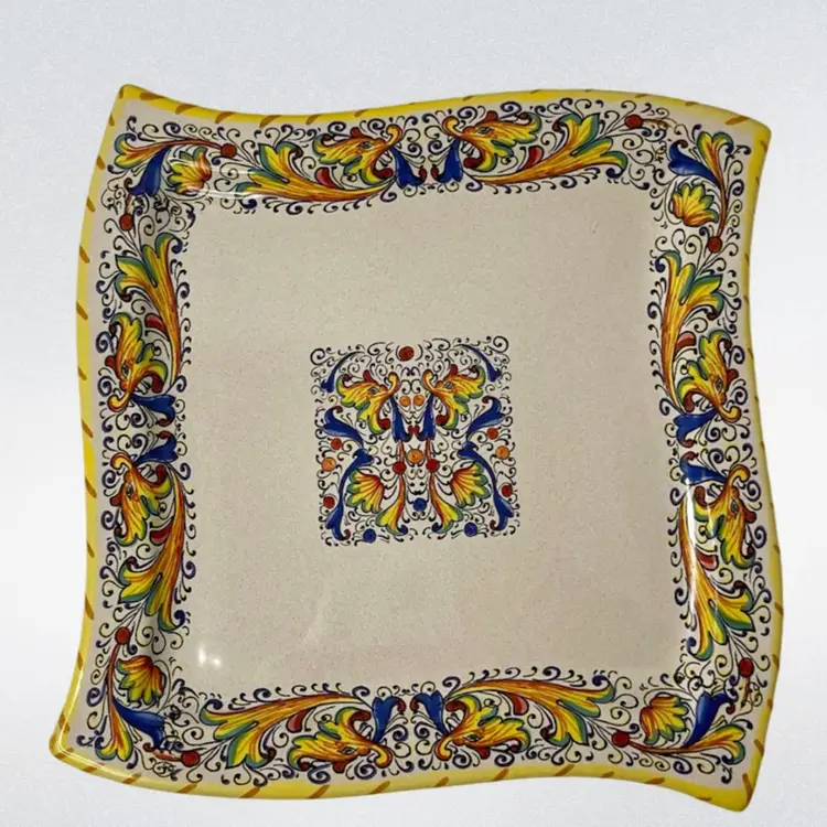 Meridian Ceramiche Wavy Decorative 8” Ceramic Plate Multicolor Italy