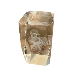 3D Laser Etched Glass Santa Claus Paperweight