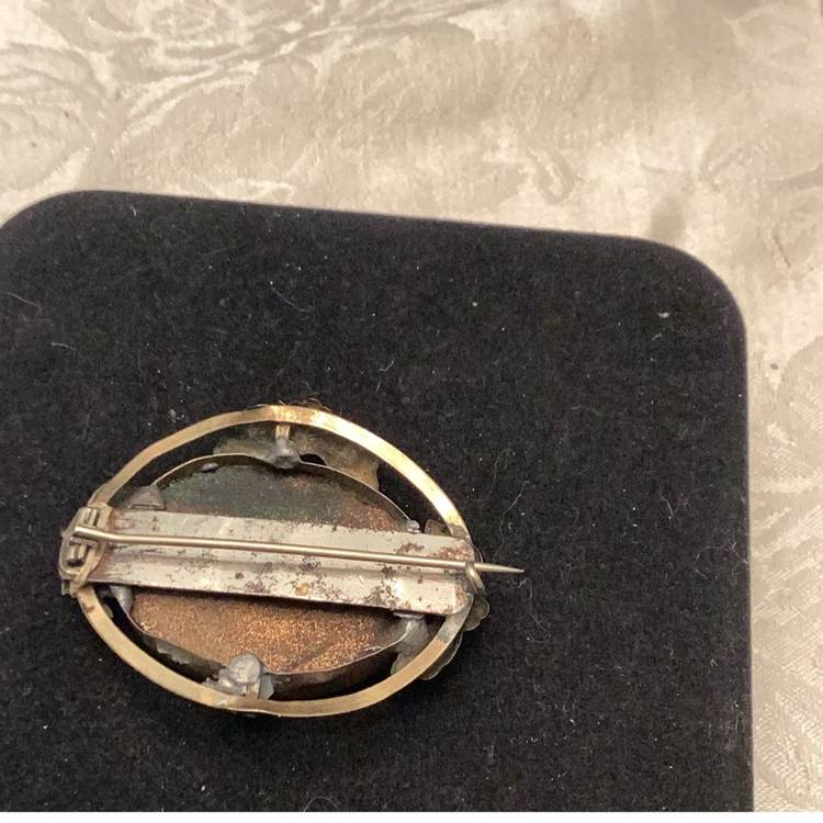 Micro Mosaic Gold Filled Brooch Circa 1890-1920