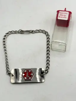 Vintage penicillin allergy medical id bracelet