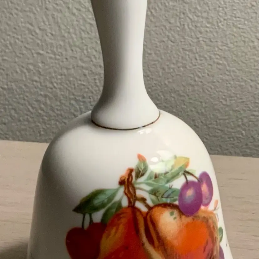 Vintage Dinner Bell Fruit Motif Pattern Figurine Ceramic, Unbranded, Made In Japan