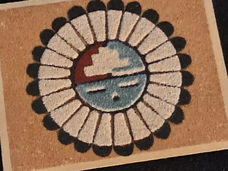 Vintage Southwest Native American SAND ART Plaque of The Great God Spirit 1974