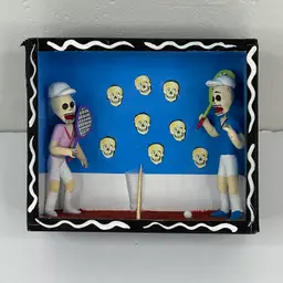 Day Of The Dead Tennis Diorama Art Shadow Box 5.5x4.5x2.4